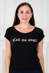 Футболка женская из вискозы Лирика чёрный Call me angel — фото 2