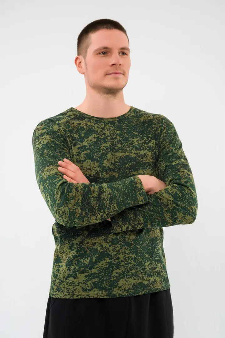 Лонгслив мужской из рибаны с начесом Пиксель макси