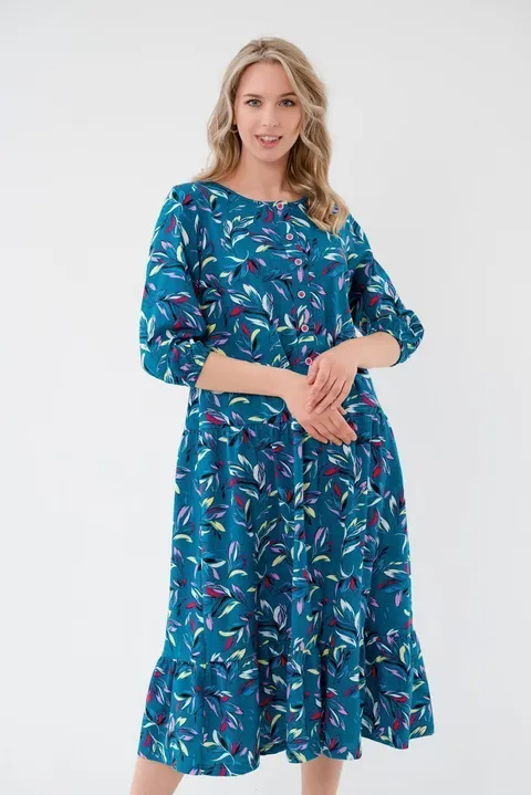 Платье женское из кулирки Софи веточка изумруд